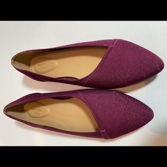 Hush Puppies size 8 Wide Sadie knit Ballet Flat Burgundy sparkle like Rothy - Picture 3 of 14